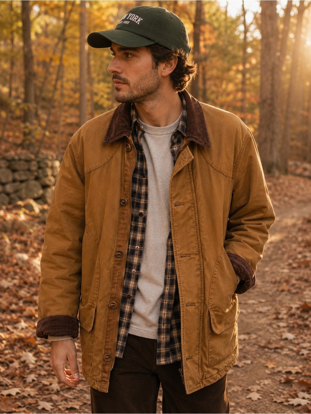 Men's Washed Eddie Bower Work Jacket - Casual Outdoor Coat